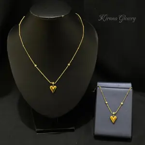 Perhiasan Hati Jovie Permata Kalung dan Gelang Elegan Wanita Bahan Titanium Kirana Glowry