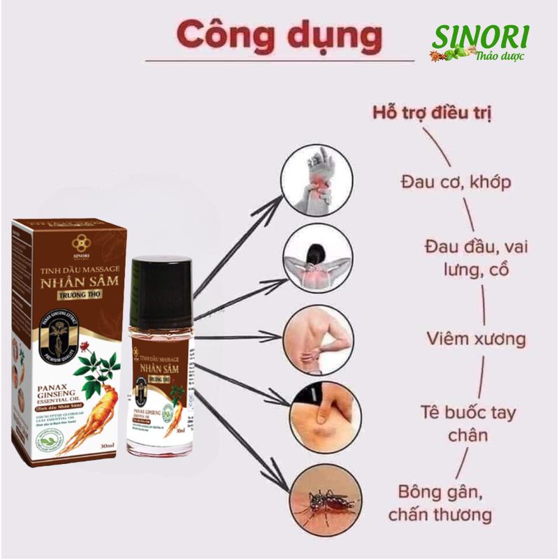 Tinh dầu massage nhân sâm - phục hồi cơ- giảm đau mỏi - thoải mái dễ chịu Sinori 50ml 2