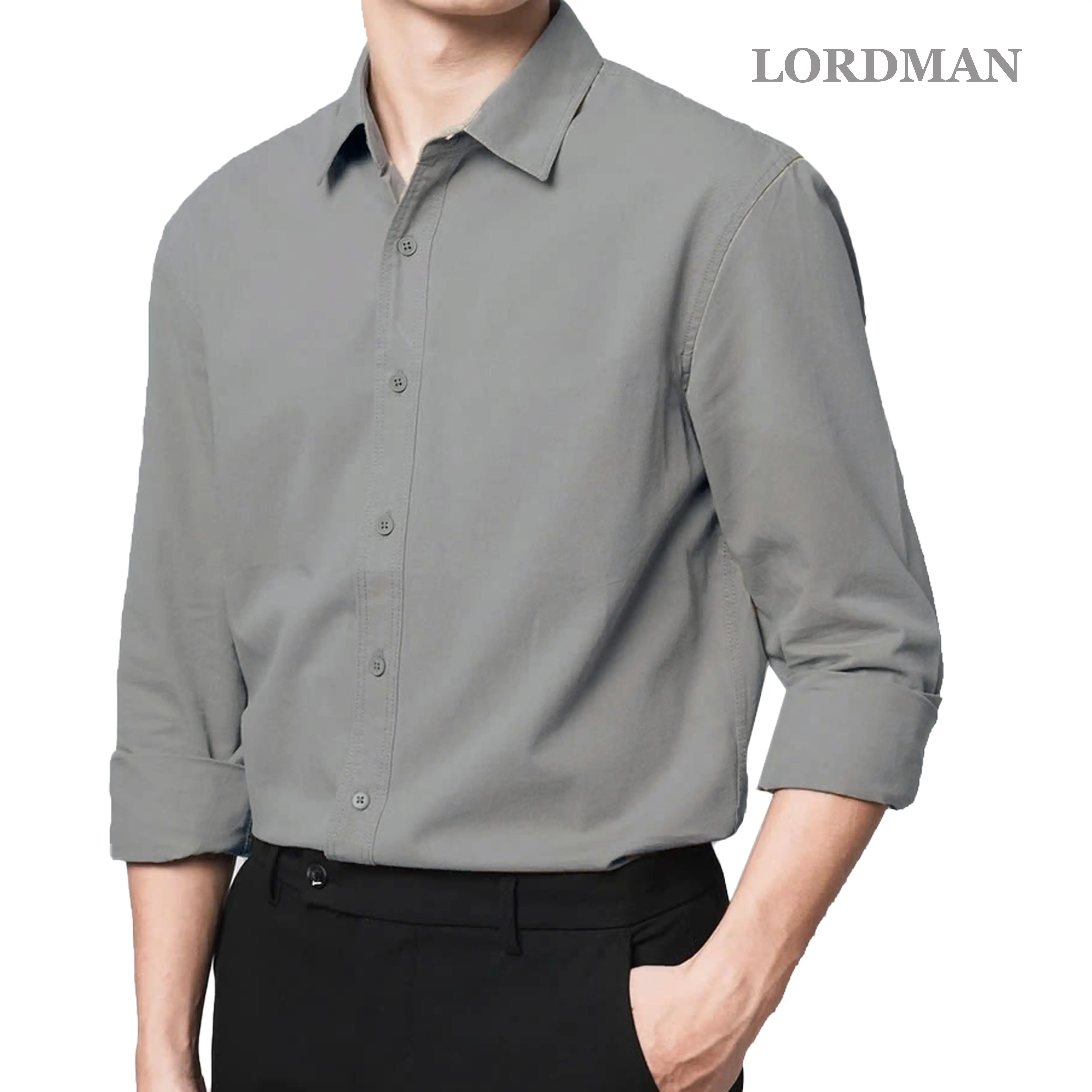 Áo sơ mi nam tay dài công sở LORDMAN 9999 áo sơ mi nam màu xám đen tay dài vải lụa chống nhăn thoáng mát thấm hút mồ hôi tốt sominam dep somidep