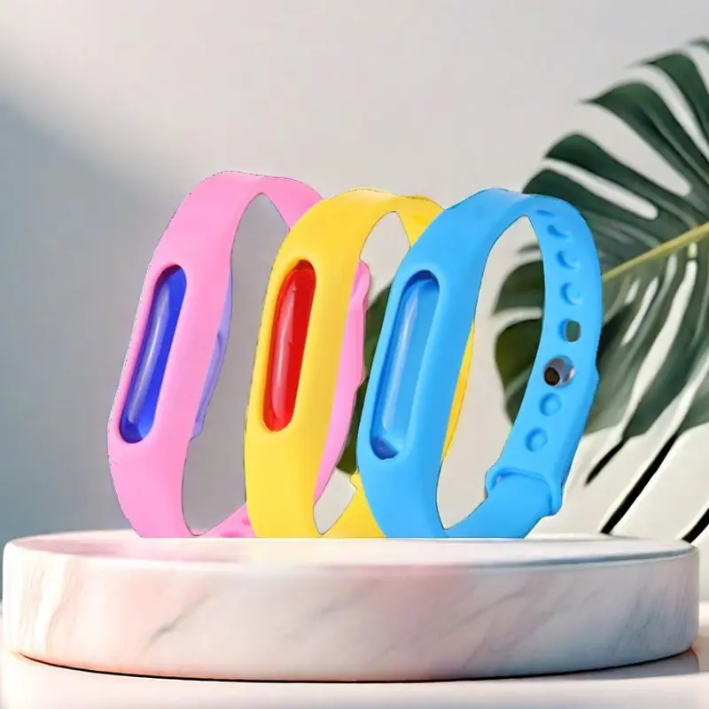 Random Color Silicone Mosquito Repellent Bracelet, 5 Counts Adjustable Mosquito Repellent Wristband, Personal Care Product for Home, Travel, Outdoor Activities 3