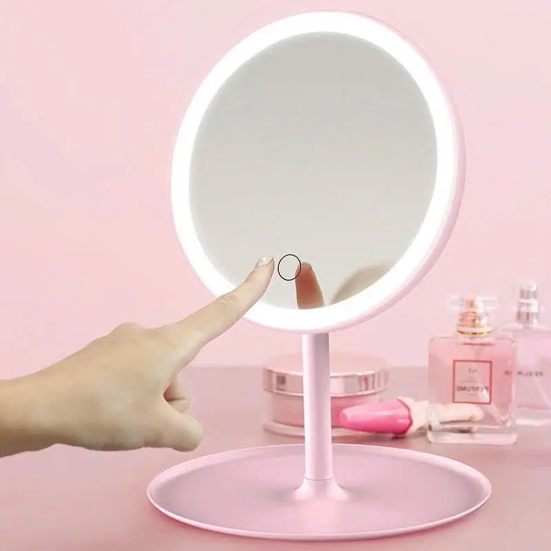 Gương đèn led cảm ứng, hình tròn, để bàn trang điểm - Decor Phòng, Decor 0