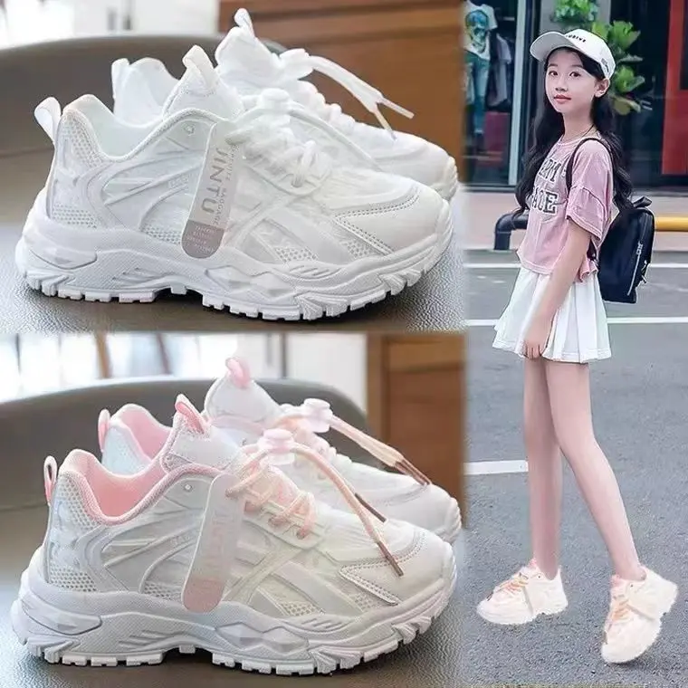 Girl shoes, new arrival, great sneakers, soft bottom, white, running shoes, for kids, suitable for girls, 2023 spring collection sneakers kids fitness sport student