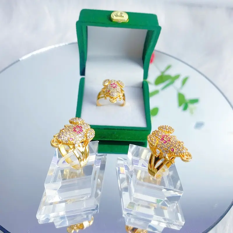 Nhẫn nữ  kim tiền  cóc ngậm tiền mạ vàng 24k không gỉ 7