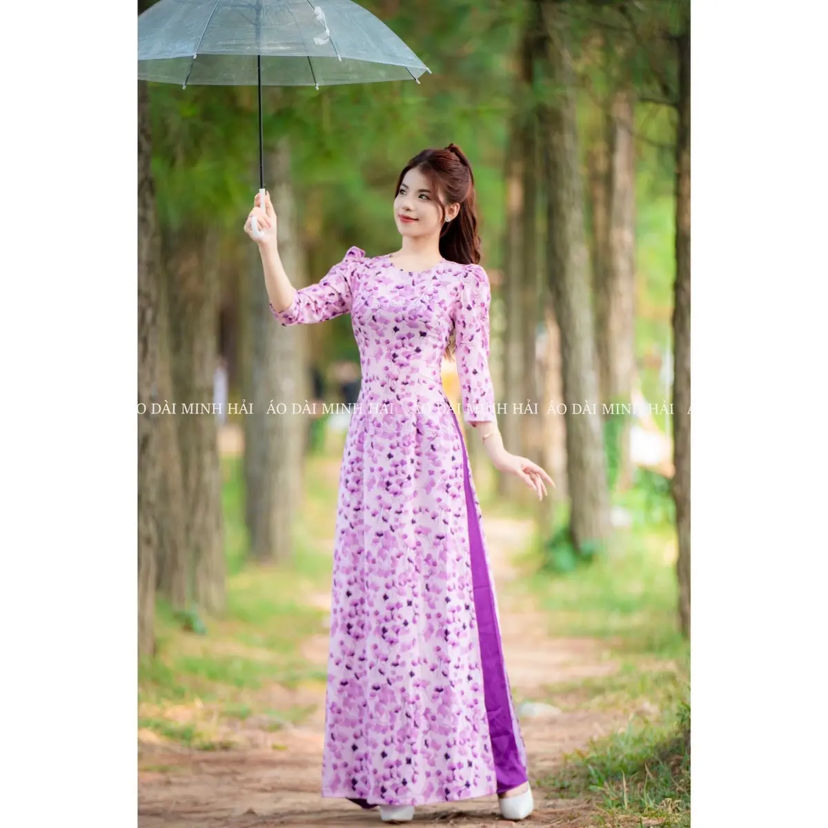H19- Áo dài lụa nhật in 6D hot hit Nữ