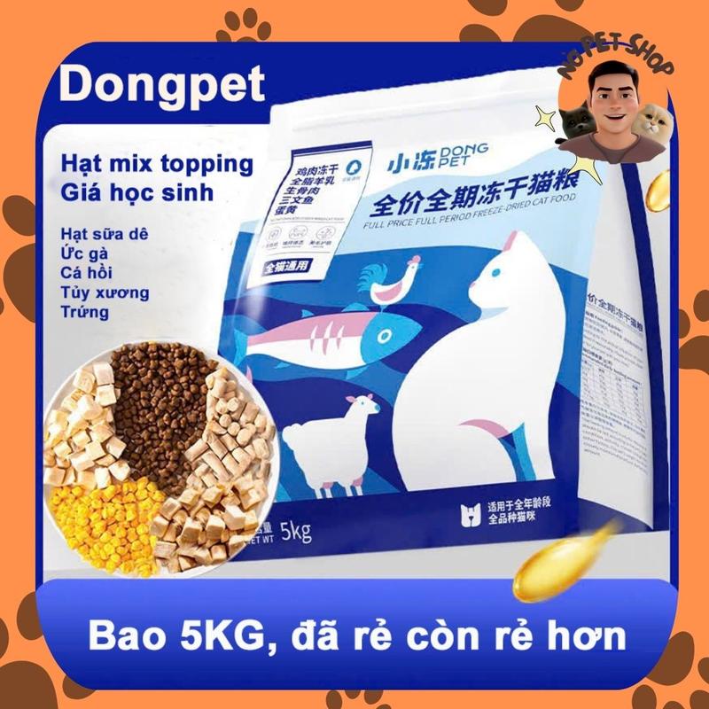 5KG Thức ăn hạt cho mèo DONGPET trộn thịt sấy đông khô cao cấp dành cho mèo kén ăn hạt cho mèo tăng cân hat meo chat luong cao