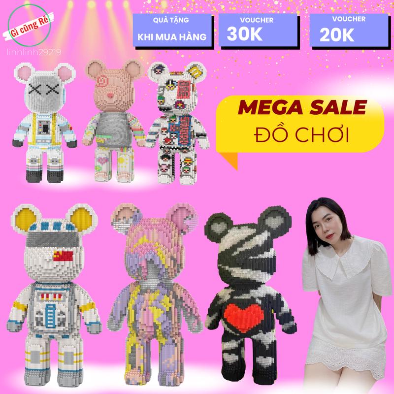 Đồ Chơi Lắp Ghép BEARBRICK Phát Sáng - Mô Hình Lắp Ghép Gấu Bearbrick One Piece, Chất Lỏng, Bộ Xếp Hình Lắp Ráp giúp tăng sự Sáng Tạo, Giải Trí, Xả Stress - Decor Đẹp - Làm Quà Tặng Ý Nghĩa - Đồ Chơi Trẻ Em và Người Lớn - (Tặng Kèm Búa + Đèn) - Cao 46cm