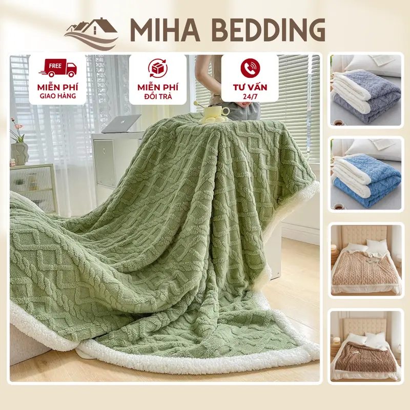 Chăn Lông Cừu Nhập Khẩu TAFURONG Homies - Sử Dụng Phòng Ngủ, 2 Lớp Siêu Ấm 0