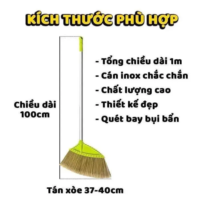 Combo 2 -3 chiếc chổi cước rồng cán inox chắc chẵn, Tân chổi rộng, quết nhà nhanh, nhẹ, sạch sẽ 3