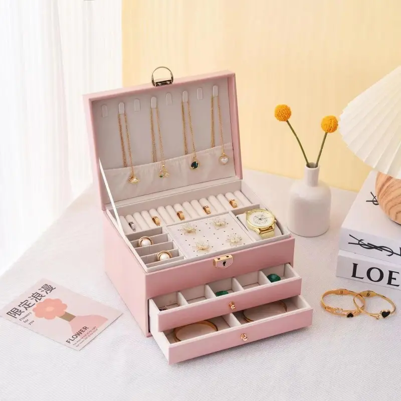 Hộp Đựng Đồ Nhiều Tầng, Hàng Mới Về, Hộp Cài Tóc Trang Sức Bằng vải nỉ Cổ Điển Cho Bông Tai, Nhẫn, Vòng Cổ, Đồng Hồ 2