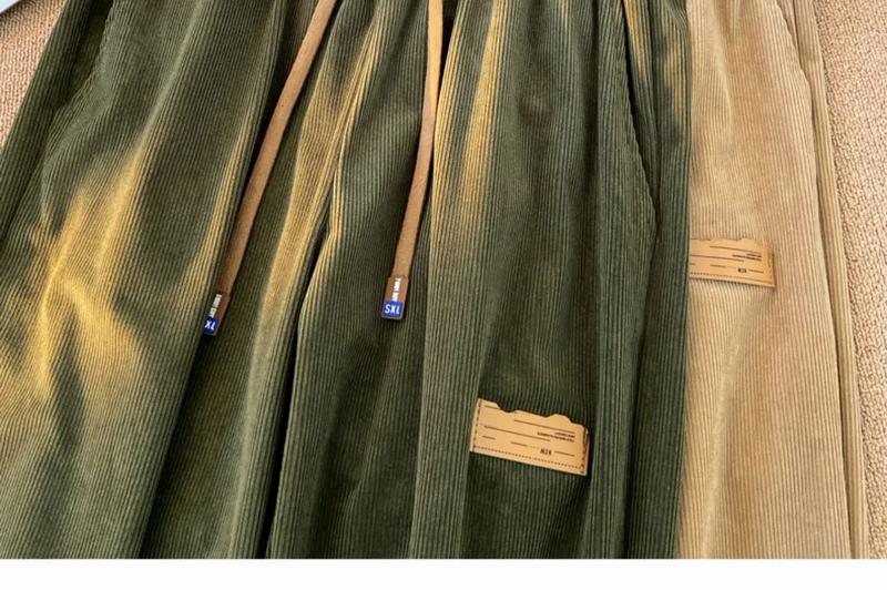 Product Introduction of Korean Version Of Corduroy Wide Leg Pants For Women High Waisted Casual Floor Mop Pants Straight Leg Sports Pants Vintage Casual Jogger Sporty Soft Full-Length Straight Trousers 14
