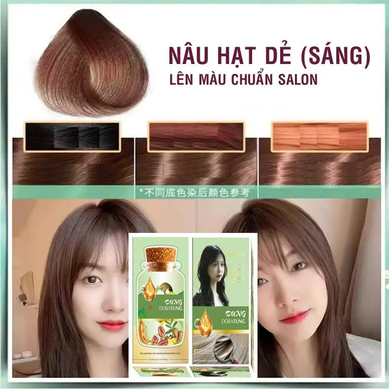 DẦU GỘI NHUỘM [ NÂU HẠT DẺ SÁNG] LÊN MÀU CHUẨN SALON, 10 GÓI 30ml Women Nữ Nhuộm Tóc Đổi Màu Tóc nhuốc  nhuộm nhuốc  nhuộm daugoiphub  acthaoduoc thuôc  tẩy daugoiphub  acthaoduoc