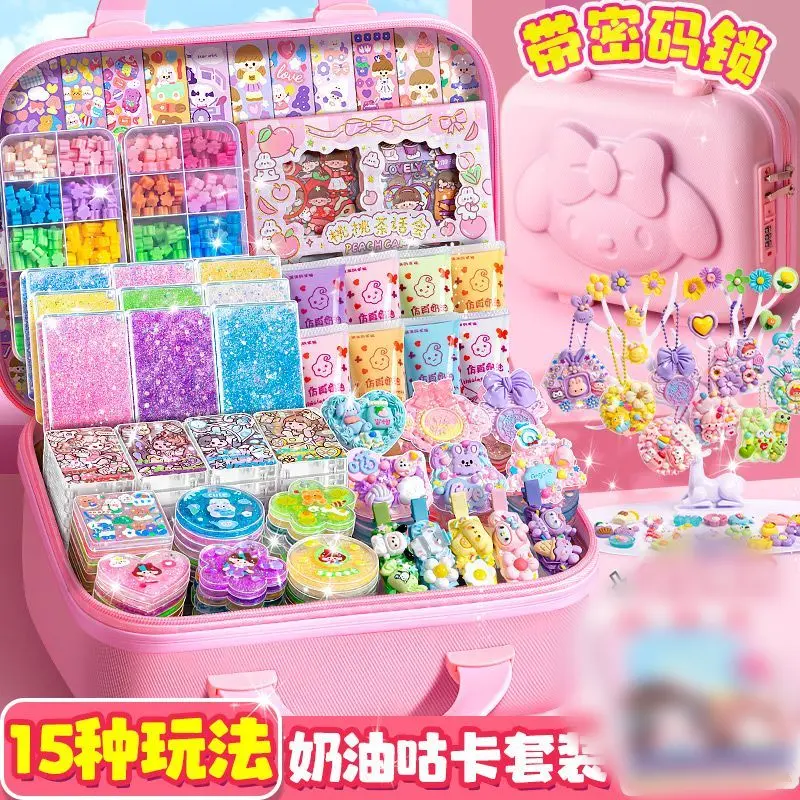 2024 Cream Glue Goka Quicksand Brick Suit Deluxe Edition Girl Children Stickers Goka Toy Three-Layer Storage Box