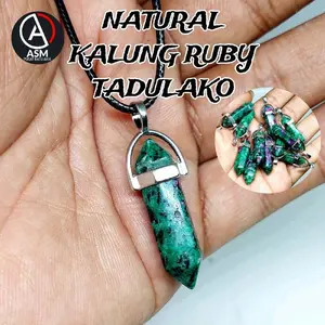 Kalung Liontin Natural Ruby Tadulako piramid mewah pria wanita