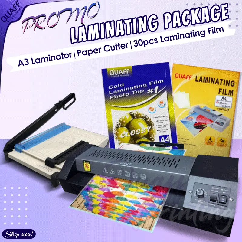 Promo Bundle - QUAFF Metal Laminator 320mm A3 Size Hot and Cold Laminating Machine and Paper Cutter