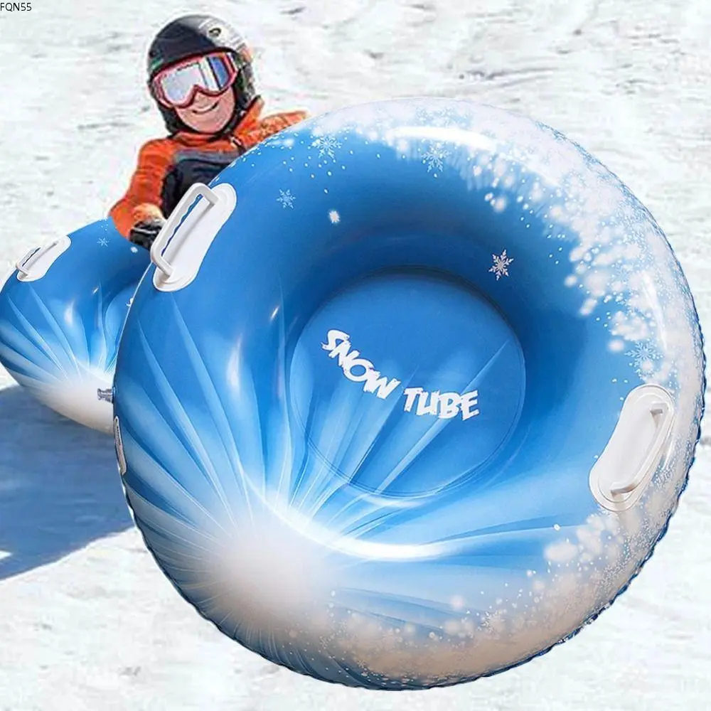 FQN55 Practical PVC Inflatable Ski Ring with Handle Thicken Snow Sledge Foldable Wear resistant Sledding Tube Outdoor