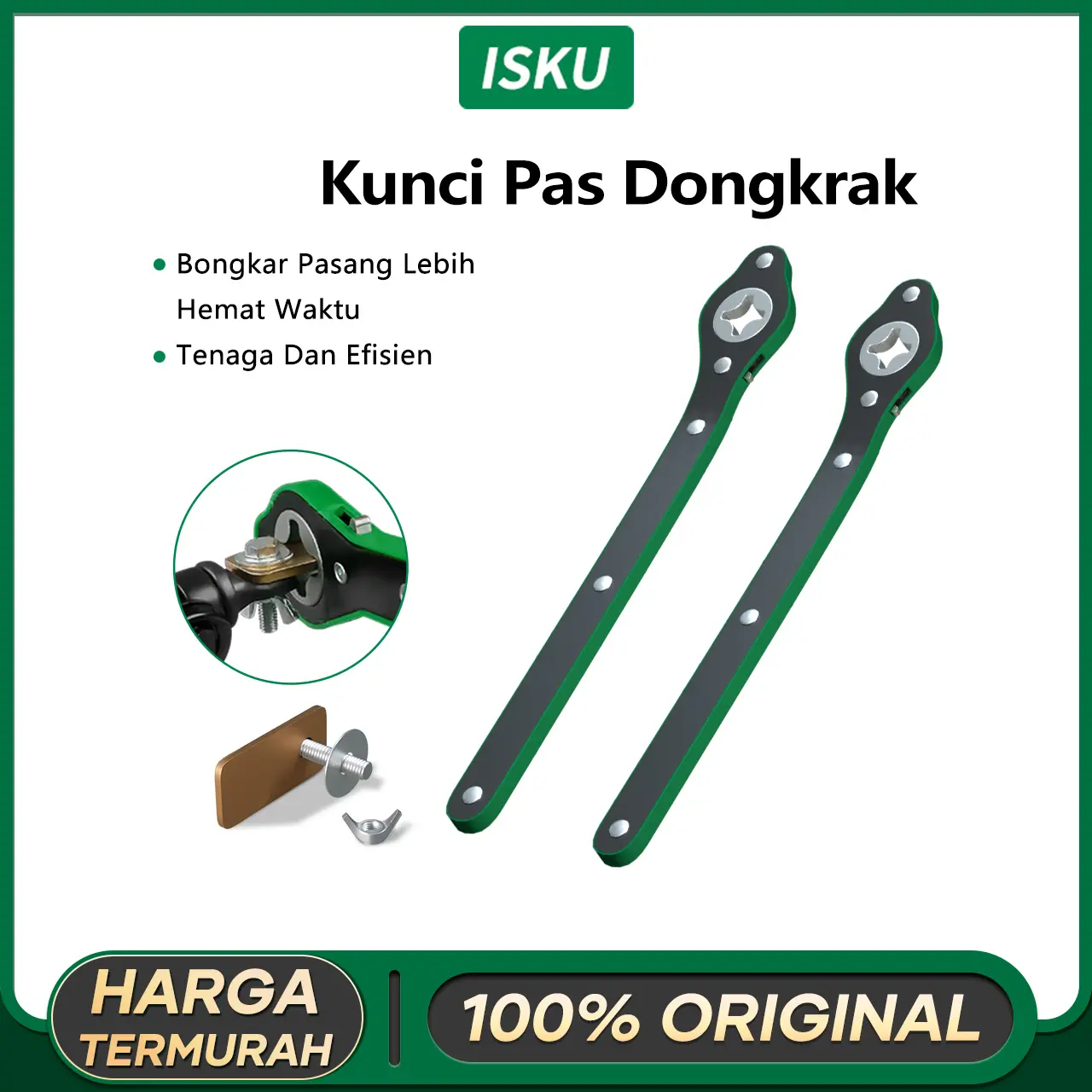 ISKU Kunci Pas Dongkrak Auto Repair Kunci Ratchet Wrench Untuk Dongkrak Mobil 340mm Panjang Kunci Pas Rachet Dongkrak Car Kendaraan Tire