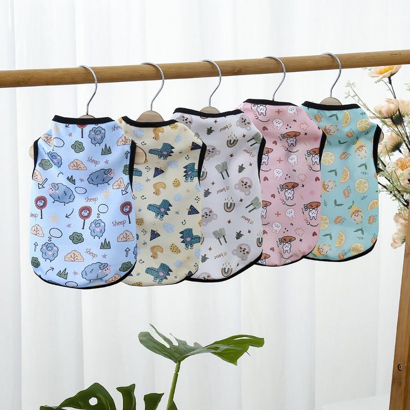 New Cute Pet Dog Clothes Small Medium Dog Comfortable Pet Vest Cartoon Printed Pattern Breathable Dog T-shirt 0