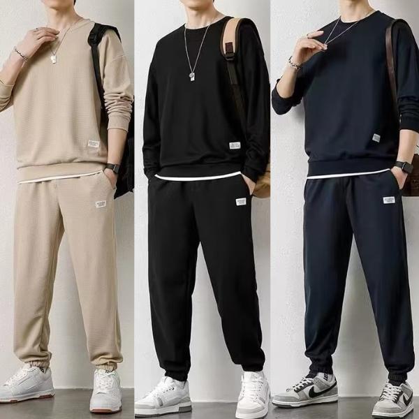 Bộ quần áo thể thao thu đông dài tay phối Layer chất tổ ong Tập Thể Dục Sport Chạy Bộ Cotton Tập Gym