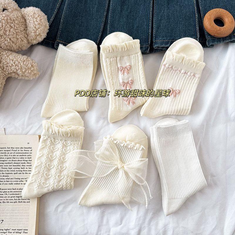 Tất Trắng, Phong Cách Mùa Hè, Thiết Kế Nơ Dễ Thương, Ren JK Nhật Bản Và Mary Jane, Với Giày Da Nhỏ Thích Hợp Cho Học Sinh, Tất Cao Đến Đầu Gối, Dành Cho Nữ, Hàng Mới Về Năm 2025 5