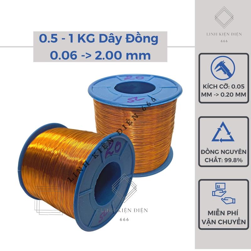 Dây Đồng Cách Điện 0.06 - 2.0 mm 500Gram Dây Đồng Quấn Biến Áp Quấn Motor