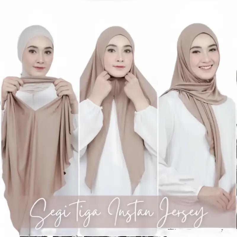 Segitiga Instan Jersey Premium Oval Premium Jilbab Muslim Kerudung segitiga  instan Hijab 0