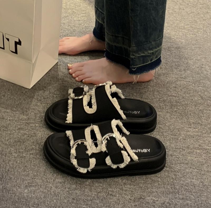 "Dép quai ngang tua rua YIBO siêu nhẹ Đón nhận sự thoải mái và phong cách cùng " FULLBOX-LAOỊ ĐẸP DéP GiàY Nữ Shoes Nhung Đồng 4