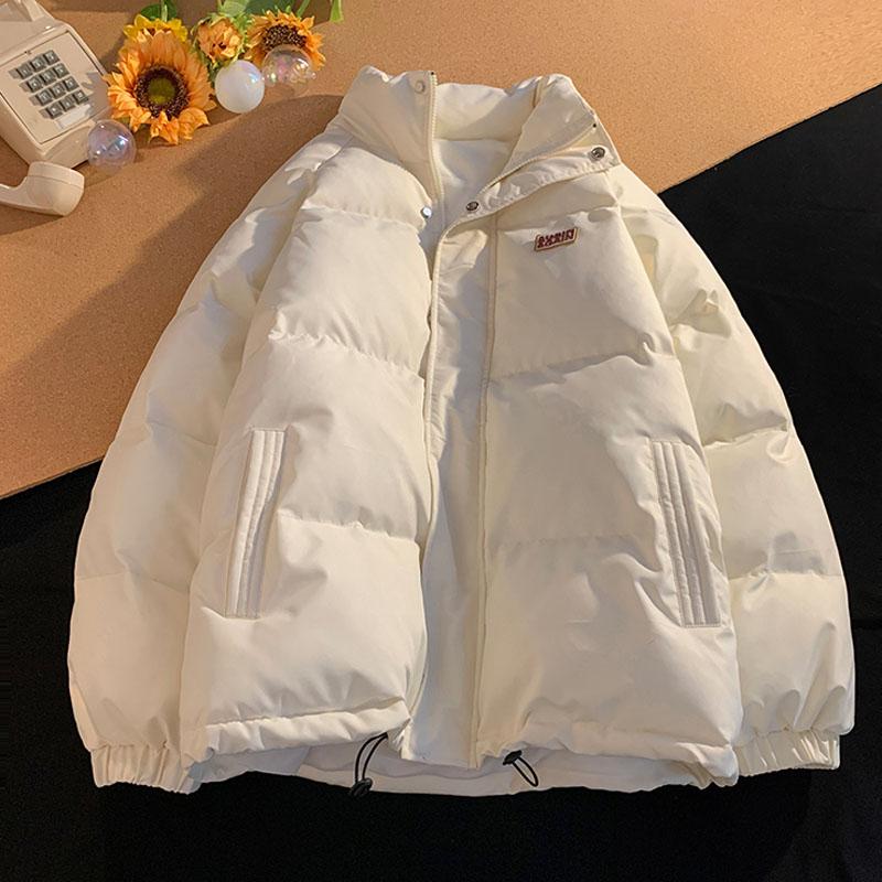 Áo khoác phao mác cao su AGAIN 37° mùa đông dày dặn nam nữ dài tay bo chun Hàn Quốc phối màu form dài rộng