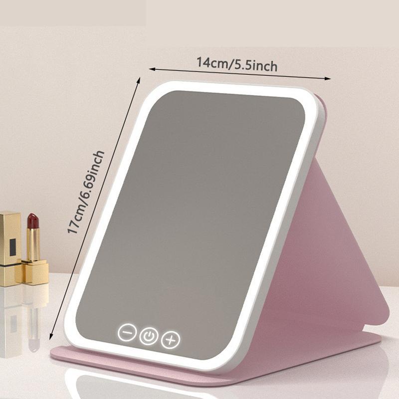 LED Light Adjustable Portable Travel Folding Makeup Mirror with Light, USB Rechargeable Desktop Makeup Mirror, High Beauty Gift Makeup Mirror 1