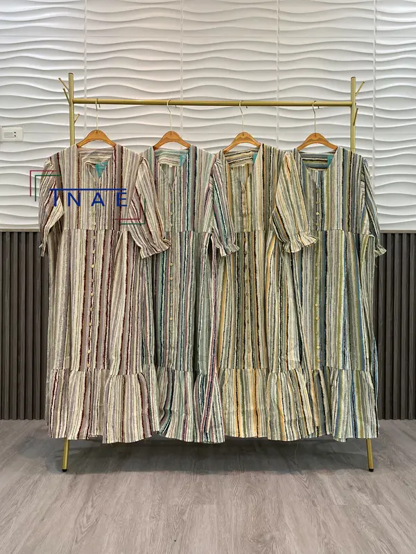 TNAE Felin salur warna-warni midi Dress crinkle madam premium 173 6