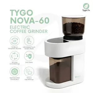 TYGO NOVA-60 ELECTRIC ADJUSTABLE COFFEE GRINDER 5 STAR STAINLESS STEEL BURR CORE WITH PORTAFILTER BRACKET 51MM 58MM RUBBER BELLOWS 60 GRIND SIZE MESIN GILING PENGGILING KOPI LISTRIK ELEKTRIK TYGO NOVA-60 ELECTRIC ADJUSTABLE COFFEE GRINDER 5 STAR STAINLESS STEEL BURR CORE WITH PORTAFILTER BRACKET 51MM 58MM RUBBER BELLOWS 60 GRIND SIZE MESIN GILING PENGGILING KOPI LISTRIK ELEKTRIK