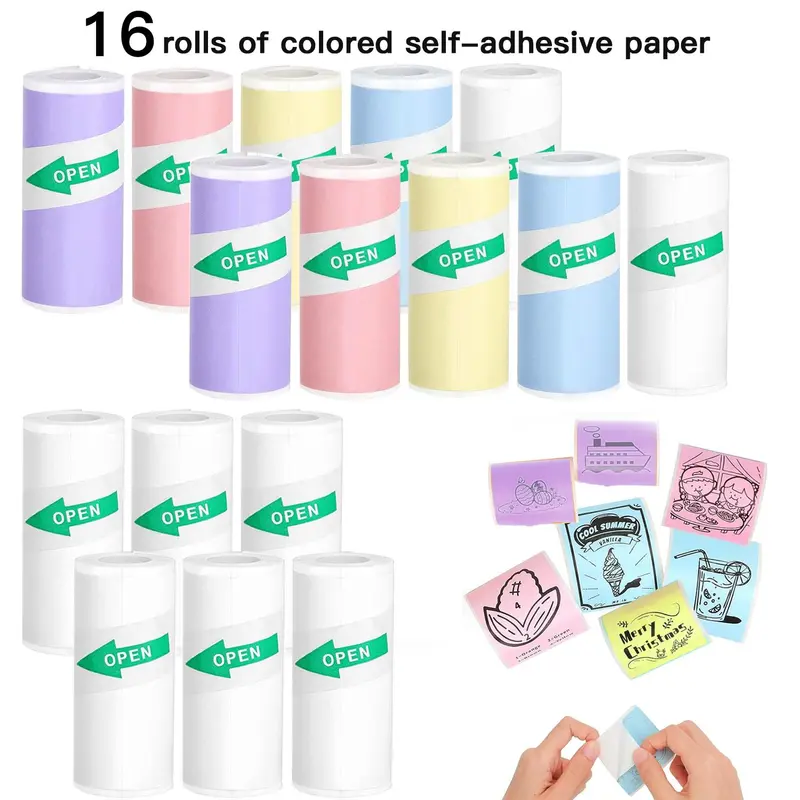 Thermal Printer Paper, 8 Counts/16pcs Self Adhesive Thermal Printer Paper, Portable Label Sticker for Photo, Diary, Memo, Office Stationery & Supplies 5