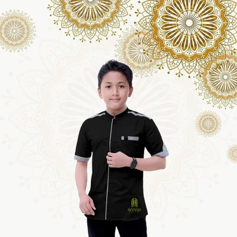 ANNAJA Kemeja Koko Anak Laki-laki Lengan Pendek Usia 9-17 Tahun | Koko Anak SD-SMP Muslim Lebaran Nyaman 3