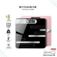 Gambar SYNMORE Timbangan Badan Digital Max180Kg USB Charge LCD Scale Kaca Tempered Glass 26X26cm dengan Tampilan Suhu & Kabel Charge Gratis - 25D020-Black-USB dari Synmore Official Store Kab. Tangerang 1 Tokopedia