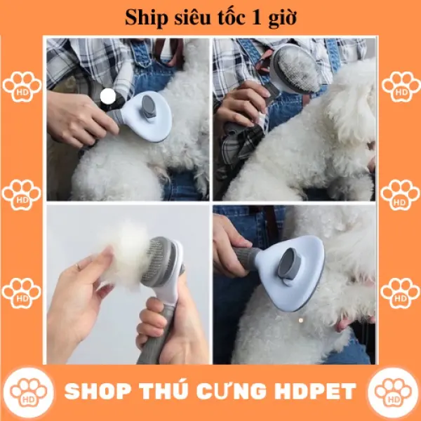 Lược chải lông chó mèo có nút bấm CHÍNH HÃNG CLEAN size to chải lông chó mèo 0
