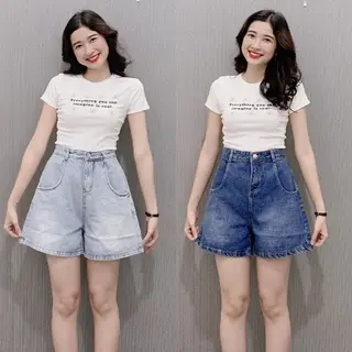 Quần short Jean Nữ, Lưng Cao Ống Rộng BigSize 60kg-70kg (JN)