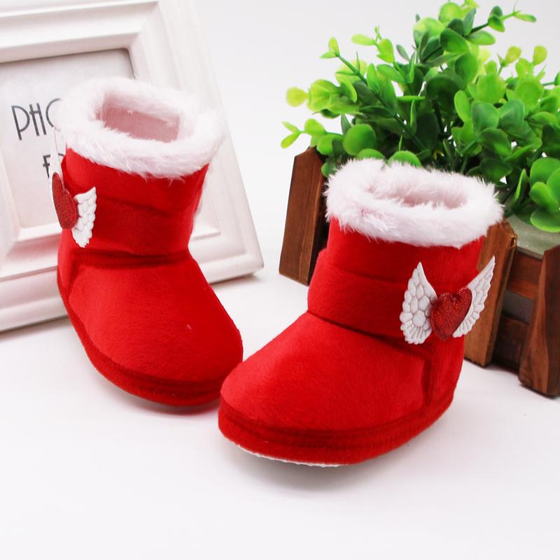 Product Introduction of Newborn Baby Girl Plush Snow Booties Keep Warm Shoes Non-Slip Sneaker Walking Soft-Soled Breathable Heart Wings First Walkers 34