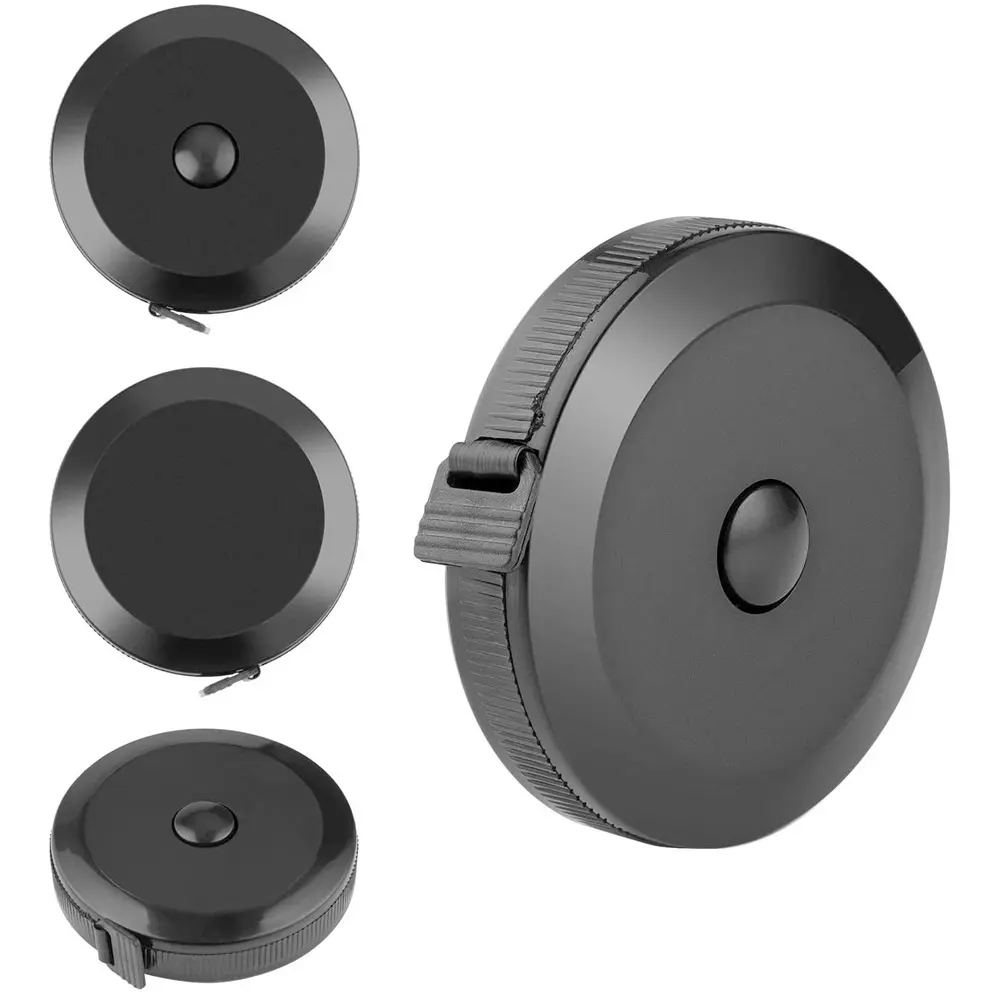 round Black Small Tape Measure Automatic Shrink Measuring Tape 1.5 M 60 Inch Small Tape Measure Clothing Three Circumference Measuring Scale