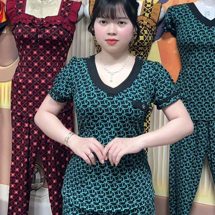 Bộ Thun Nữ Mặc Nhà Quần Dài Ống Nhỏ Bộ Ngủ Nho 5