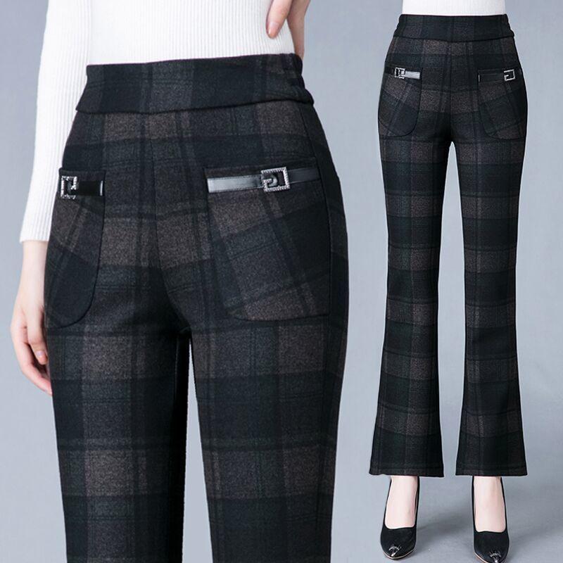 Product Introduction of Quần Ống Loe, Phong Cách Thường Ngày Co Giãn, Dành Cho Phụ Nữ, Hàng Mới Về Thu Đông 2024, Cạp Cao, Ôm Sát, Thiết Kế Kẻ Sọc, Thời Trang, Quần Dài, Quần Dài 14