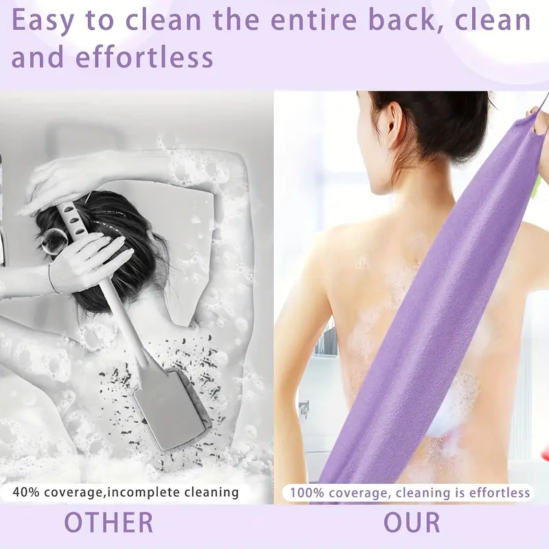 Găng tay tẩy tế bào chết lưng, 4 gói, Nylon co giãn, Vải chà cơ thể hai lớp, có tay cầm, thích hợp để tắm, làm sạch và mát xa da, Vải lau khô nhanh, dành cho nam và nữ 6