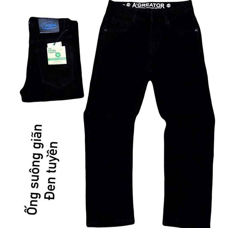 Quần rin dài nam ống suông ĐEN TUYỀN-co giãn