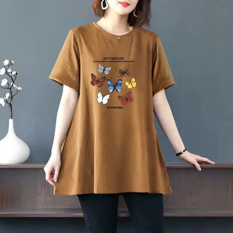 Product Introduction of Women's plus Size Fashionable Simple T-shirt Summer Loose Age-Reducing Top Printed Short-Sleeved Top 12