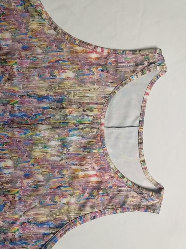 【Plus Size】 All Over Print Tank Dress, Fashion Casual Sleeveless Dress for Party Club Dating Wear, Women Plus Clothing for Summer 3