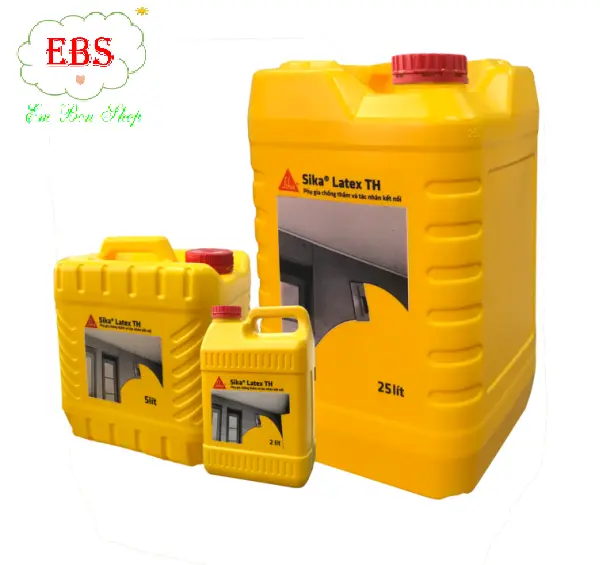 (HÀNG CHÍNH HÃNG -DATE MỚI) Sika Latex TH - 2L , 5L . 25L chống thấm kết hợp xi măng, chống mài mòn, dán gạch, vữa cán sàn, sửa chữa bê tông, chất liệu từ Nhũ tương cao su Styrene Butadiene, Can 2 Lít