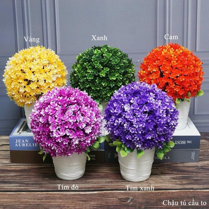 CHẬU HOA CẨM TÚ CẦU BÔNG TO - CHẬU HOA NHỰA ĐỂ BÀN Decor Decor Phòng