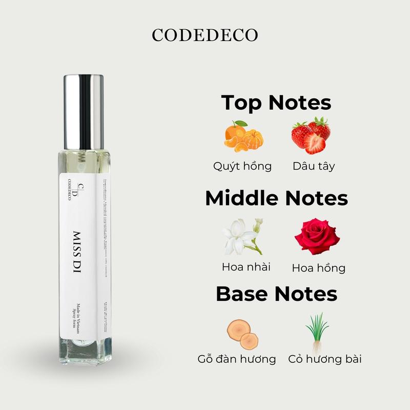 Product Introduction of Tinh dầu nước hoa nữ CODEDECO Miss Di 10ml dạng xịt Perfume Cosmetic 7