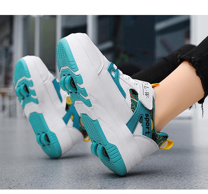 Product Introduction of In Stock Children's Heelys Shoes Roller Skates New Style Heelys Shoes Boys Invisible Student Roller Shoes Adults Walkable Slidable Casual Shoes Breathable Mesh Girls 22