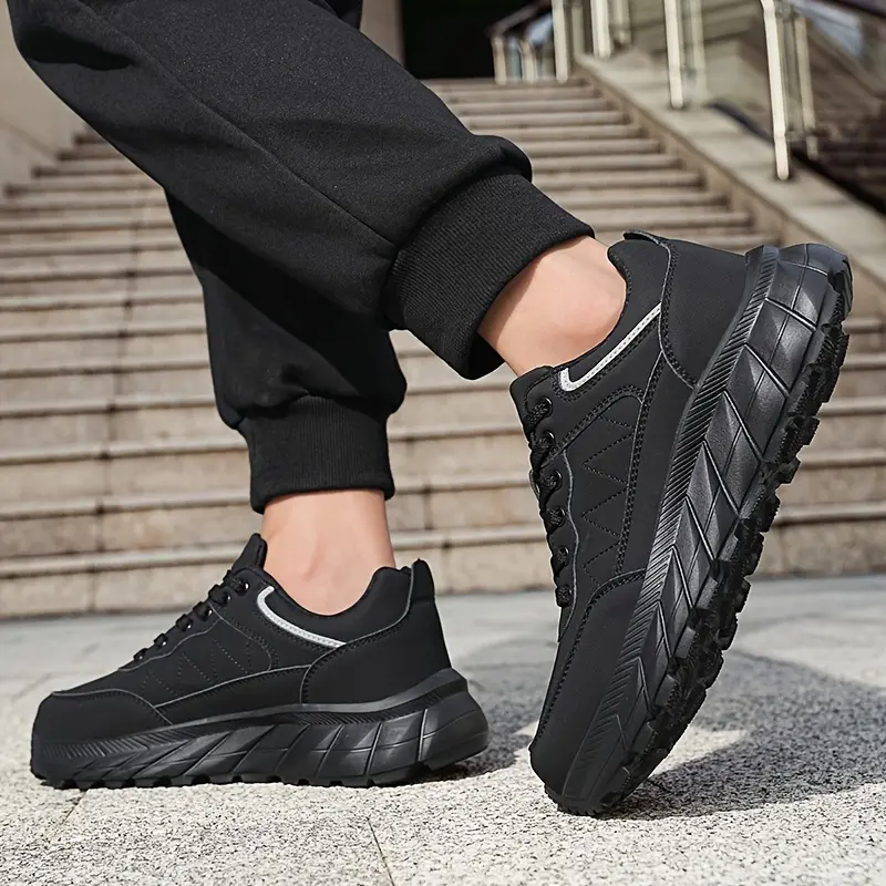 Men's Durable Synthetic Ankle Boots - Comfortable Lace-Up Hiking Boots with Breathable Fabric Lining & Cushioned Insole, Non-Slip PU Sole for Urban Outdoor Trekking, Round Toe Design, Trekking Footwear | Modern Boot Design, Hiking Shoes 7