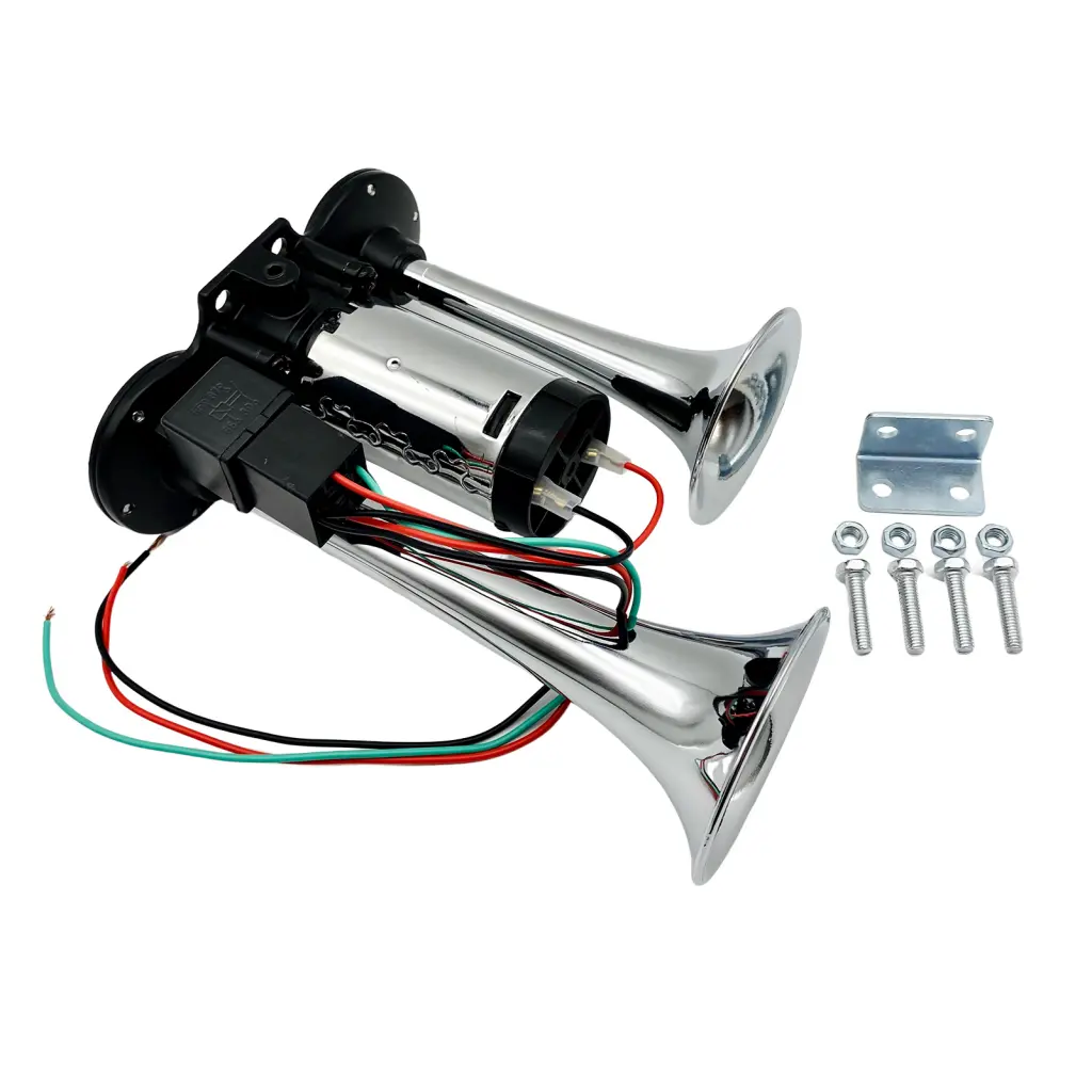 eelioh- Electric Pump Horn Truck Horn Super Loud Truck Train Horn Kit Easy Install Dual Trumpets with Air Compressor for Cars Universal Powerful Sound