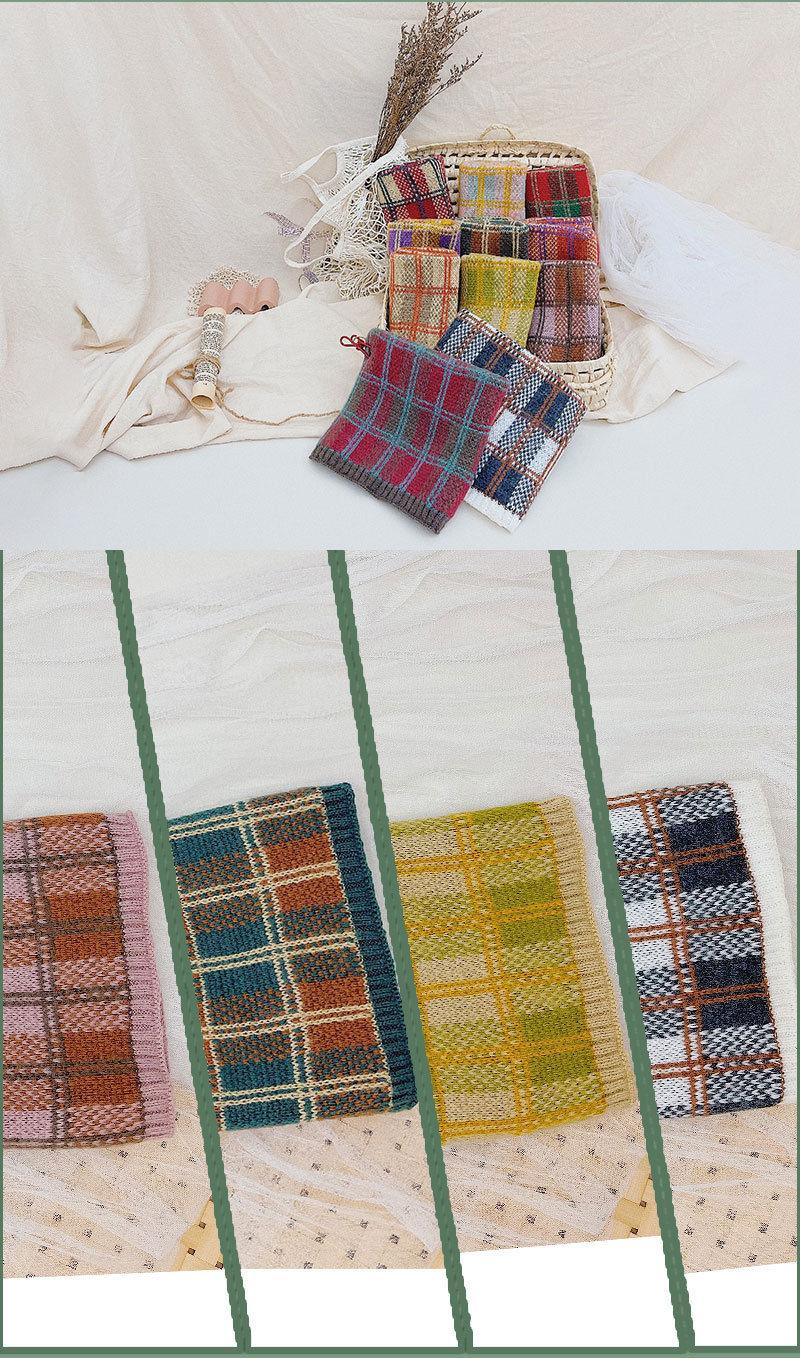 Product Introduction of Thermal Knitting Scarf Female Winter All-Matching Color Matching Plaid Neckerchief Cover Bandana Male and Female Baby Wool Bandana 15